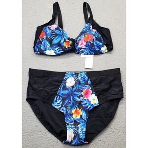 Itzel Swimwear OEKO-TEX 2pcs Set Women 12B Multi Tropical Print Adjustable Strap